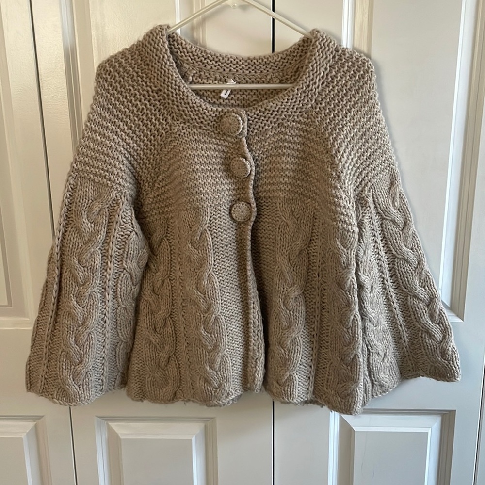 Beige Wool Knit Sweater